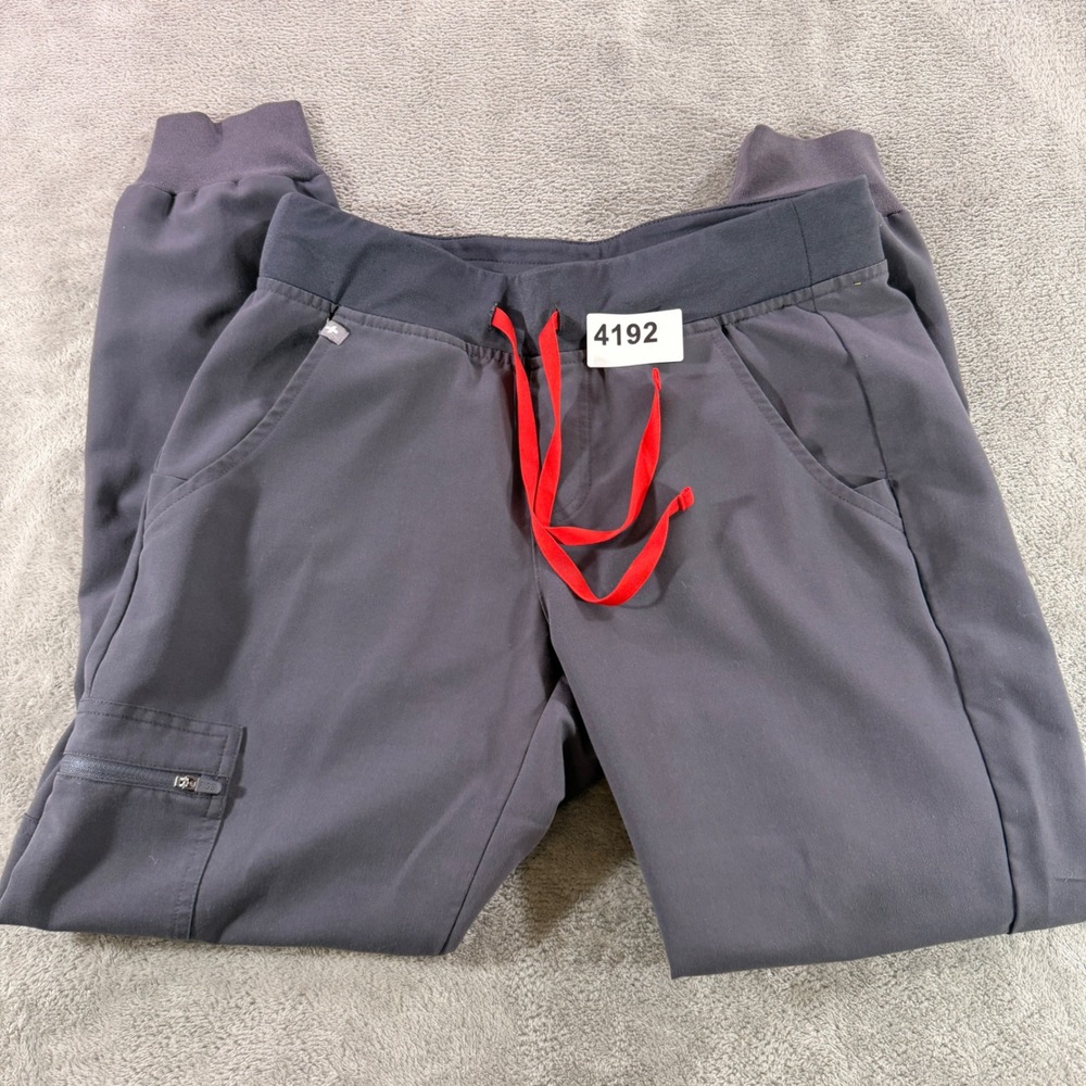 FIGS Scrub Joggers Women S Gray Red Drawstring Technical Collection Cargo